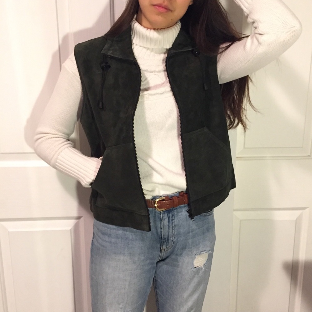Dark Green Suede Leather Vest